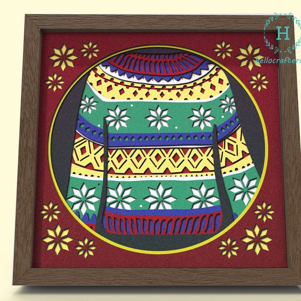 3d Sweater Svg, SWEATER Shadow Box Svg - Cricut Files, Cardstock Svg, Silhouette Files - HelloCrafterSvg