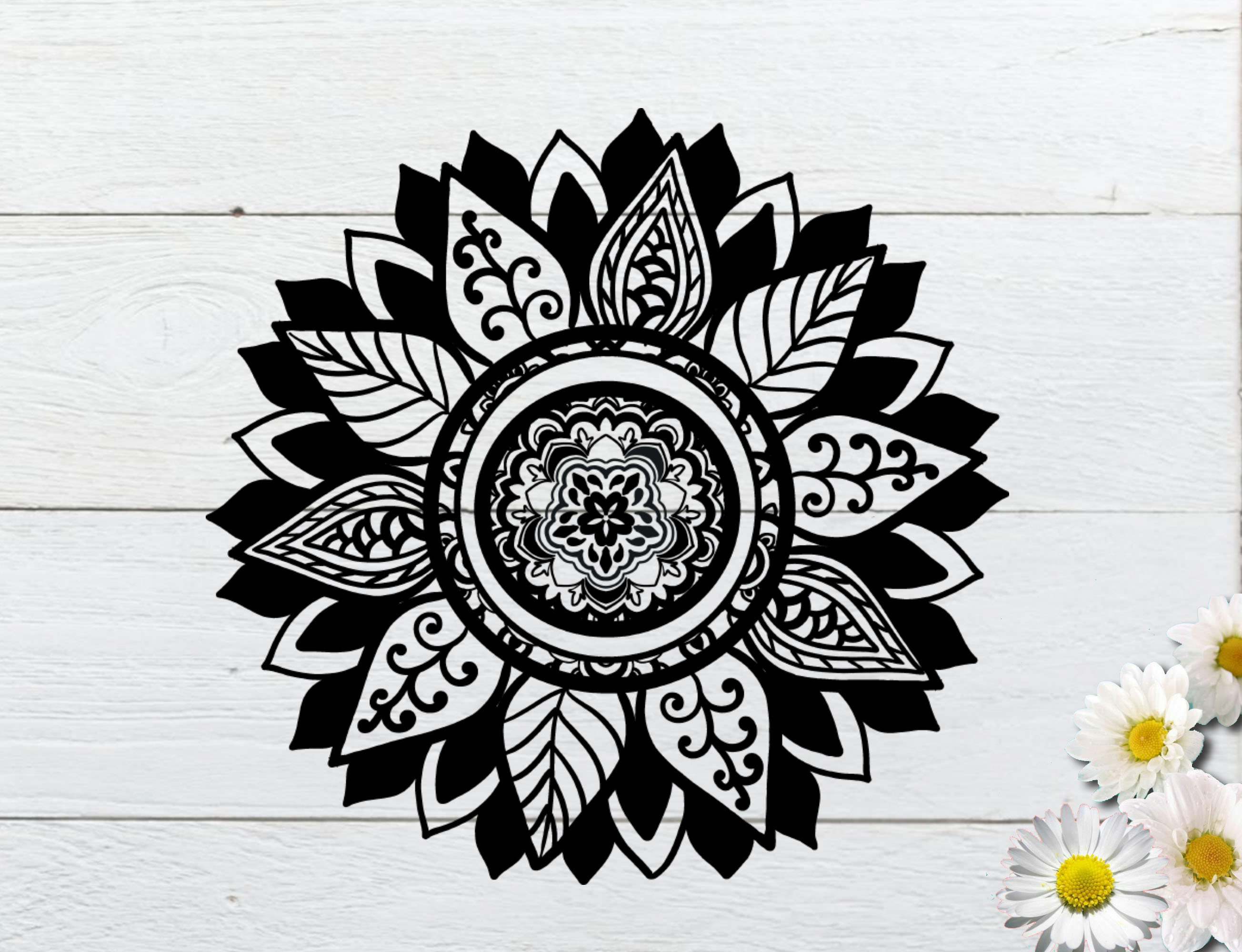 Download Sunflower Mandala Svg Sunflower Intricate Svg Cut File For Etsy