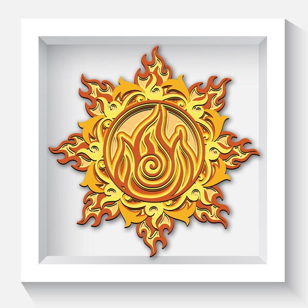Fire Element Layered SVG, 3d Fire Element Svg, Fire Element Shadow Box Cricut Svg, Laser Cut Files, Multilayer Mandala Svg, Glowforge Files