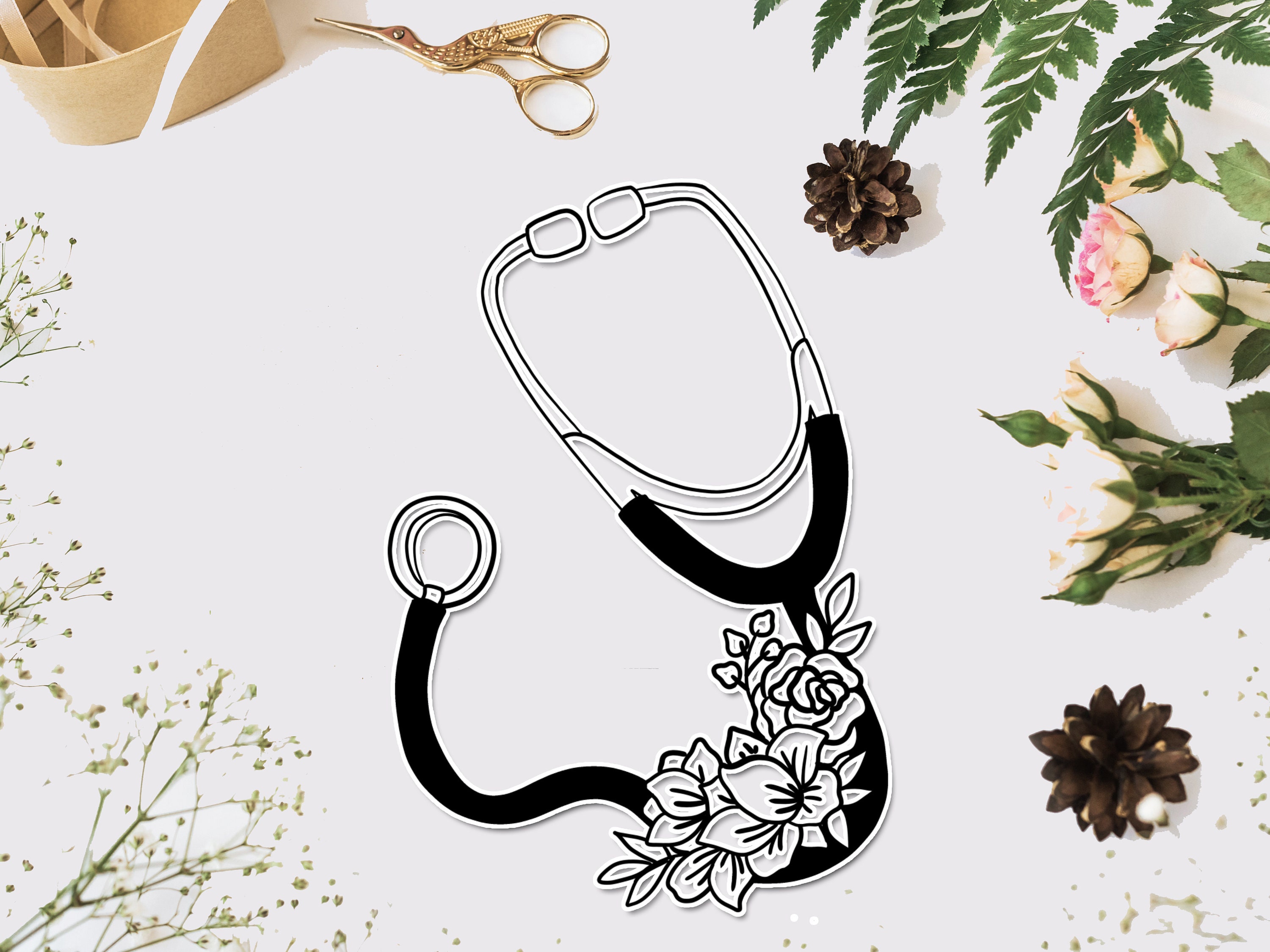 Download Stethoscope svg floral stethoscope svg doctor svg files for | Etsy