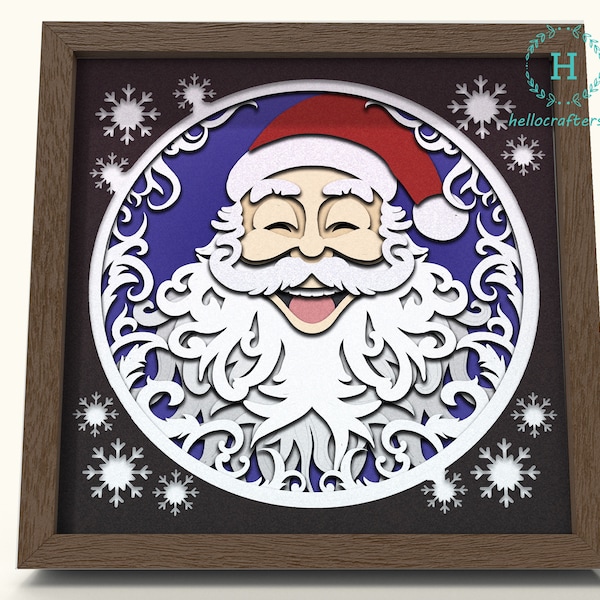 3d CHRISTMAS Santa Svg, 3D SANTA Shadow Box Svg - Cricut Files, Cardstock Svg, Paper Cut Craft Svg, Silhouette Files - HelloCrafterSvg