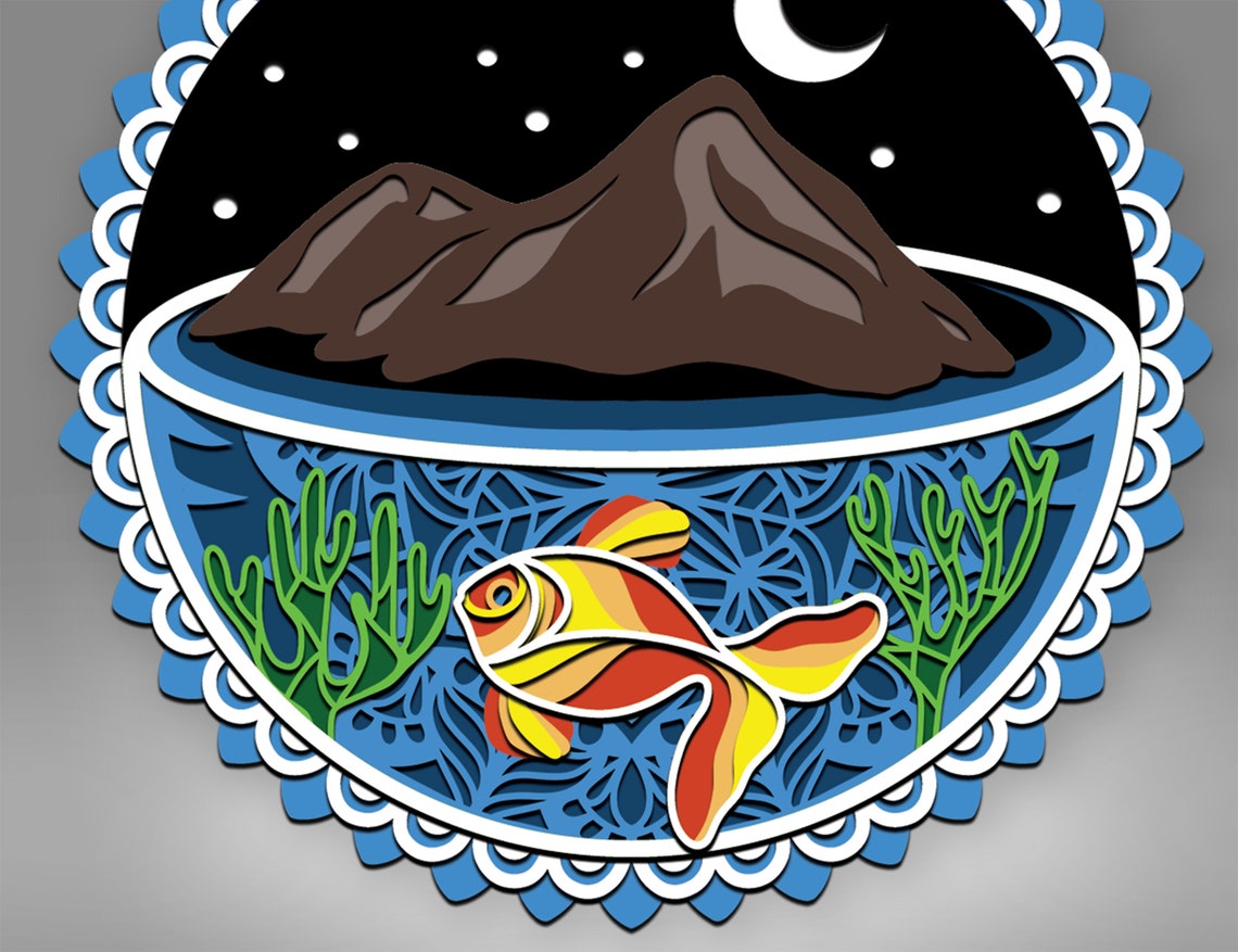 Download Aquarium Fish Layered SVG 3d Aquarium Fish Mandala Shadow ...