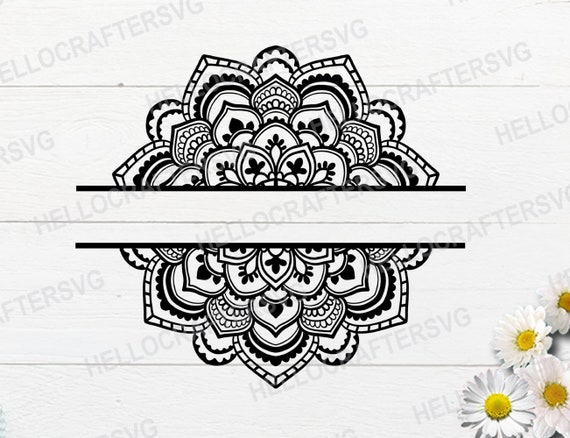 Download Mandala Flower Svg Split Mandala Svg Half Mandala Svg Cut Etsy