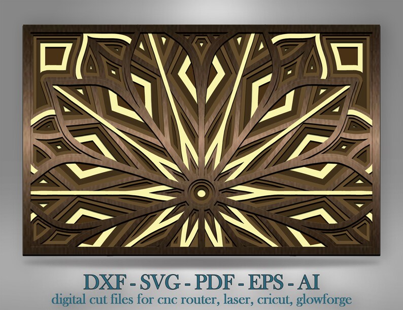 Multilayer Mandala Svg Laser Cut Files 3d Half Flower Meditation Mandala File Half Flower Layered SVG Glowforge Files