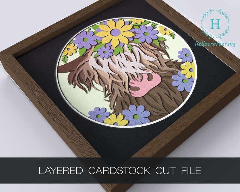 3d HIGHLAND COW Svg HIGHLAND Cow Shadow Box Svg Cricut - Etsy