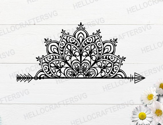 Download Half Mandala Svg Split Mandala Svg Meditation Svg Flower Etsy