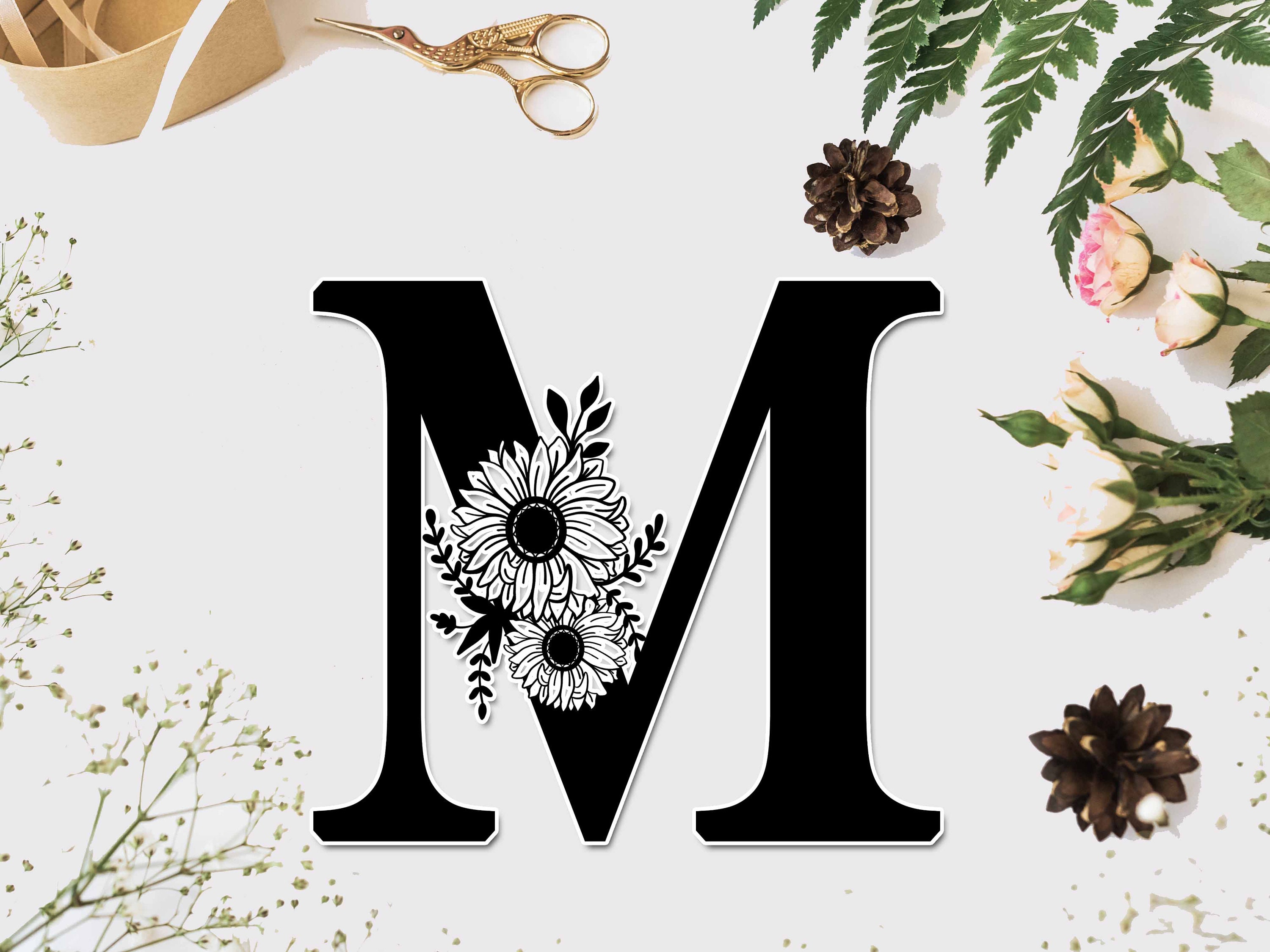 Download Floral Alphabet M Svg Floral Font Svg For Cricut Monogram Etsy