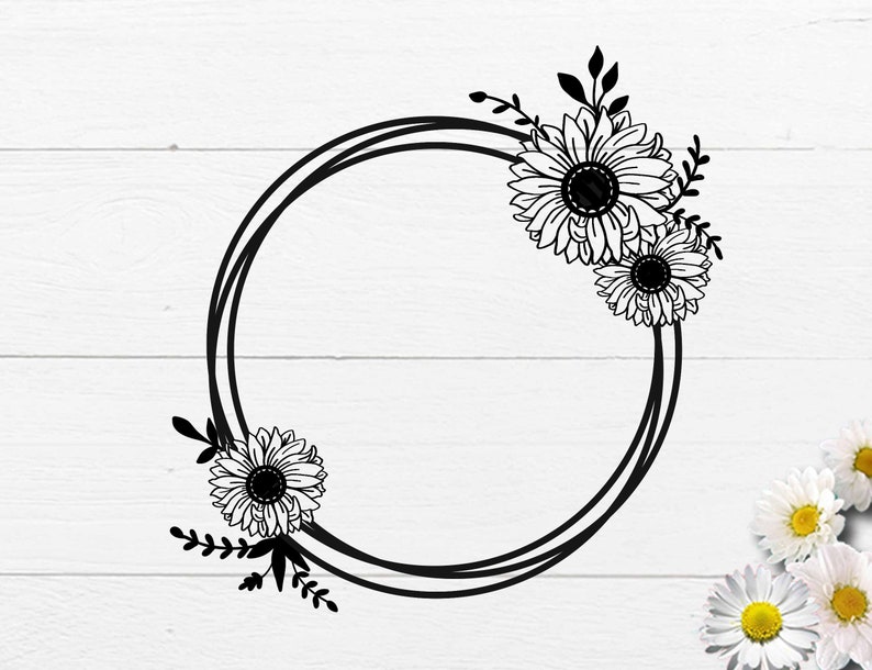 Download Floral wreath svg flower wreath svg monogram frame svg | Etsy