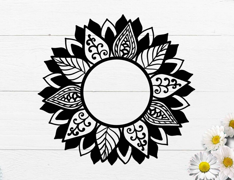 Free Free 186 Svg File Sunflower Svg Black And White SVG PNG EPS DXF File