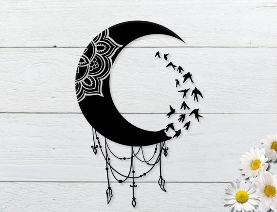 Download Mandala Half Moon Svg Mandala Boho Moon Svg For Cricut Cutter Etsy