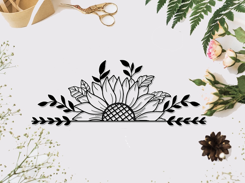 Free Free 159 Cricut Half Sunflower Svg SVG PNG EPS DXF File