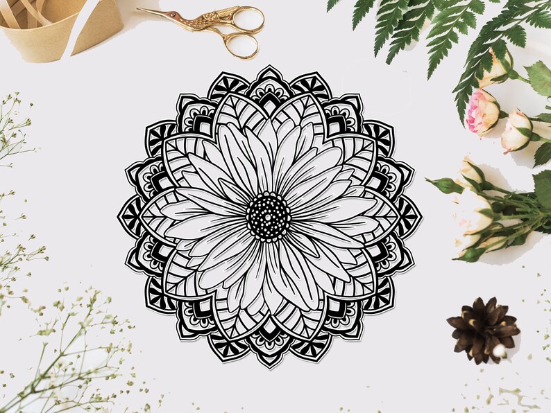 Download Art Collectibles Clip Art Flower Mandala Svg Mandala Svg Mandala Decal File Daisy Mandala Svg Floral Mandala Svg Cut File