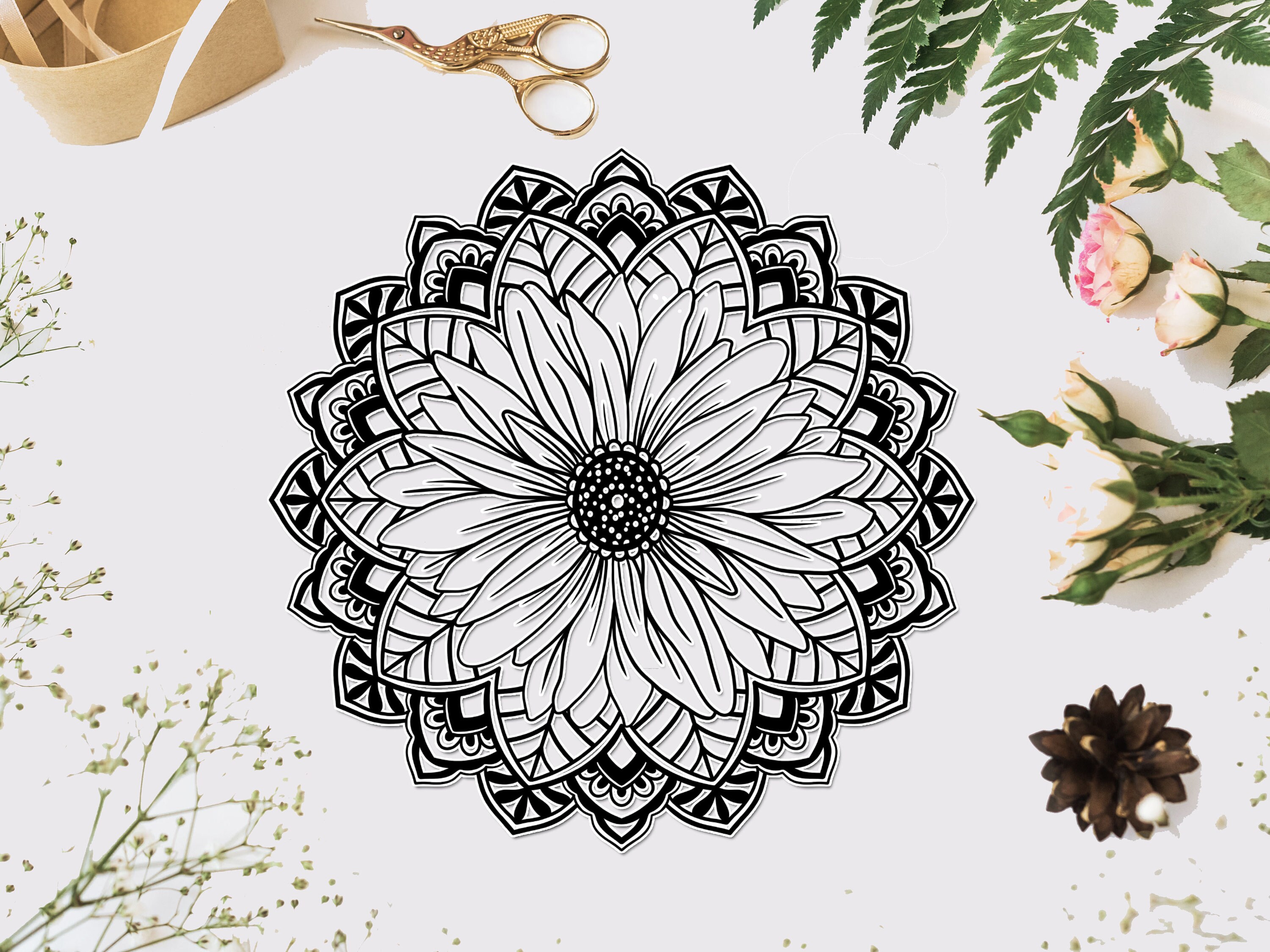 Flower Mandala Svg Daisy Mandala Svg Mandala Svg Floral | Etsy New Zealand