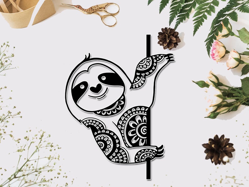 Download Sloth Svg Hanging Mandala Sloth Svg Cute Sloth Svg For | Etsy