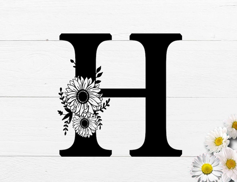 Floral alphabet H svg Floral font svg for cricut Floral font | Etsy