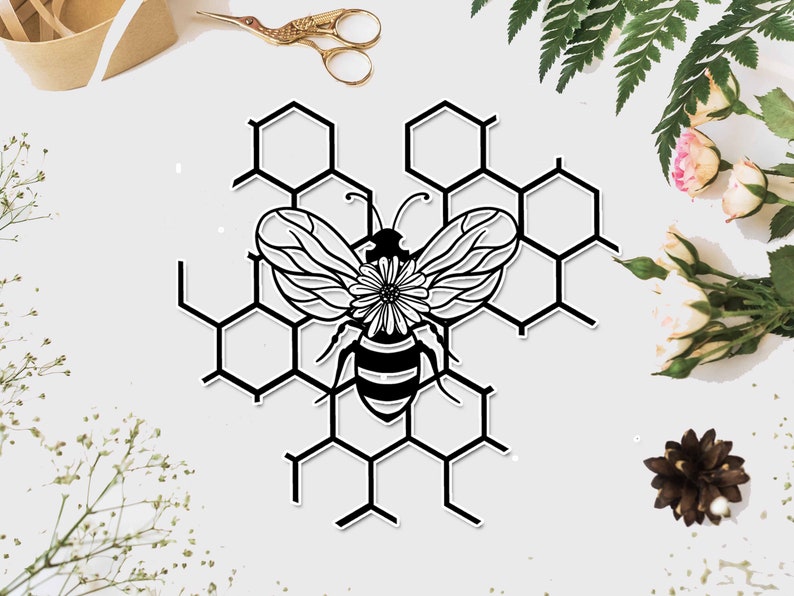 Download Beehive Svg Floral Queen Honey Bee Svg Cut Files For Cricut Sunflower Bee Hive Svg Clip Art Art Collectibles