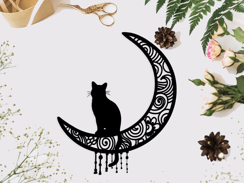 Download Cat Moon Happy Halloween Svg Halloween Zentangle Svg | Etsy