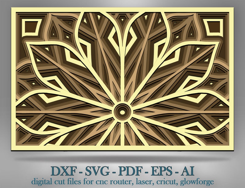 Multilayer Mandala Svg Laser Cut Files 3d Half Flower Meditation Mandala File Half Flower Layered SVG Glowforge Files