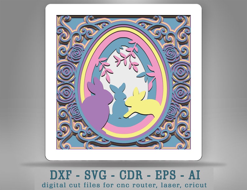 Download Clip Art Easter Bunny Svg Easter Bunny Layered Svg Glowforge Files Multilayer Easter Mandala Svg Laser Cut Files 3d Easter Shadow Box Svg Embellishments