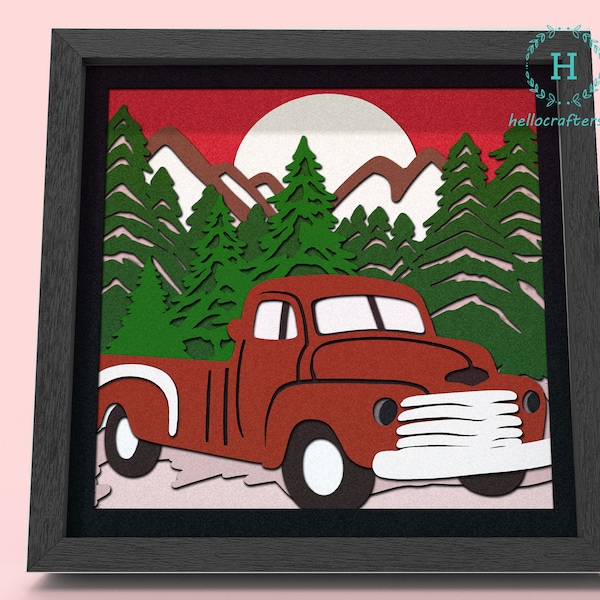 3d Christmas Truck Svg, CHRISTMAS Truck Shadow Box Svg - Cricut Files, Cardstock Svg, Silhouette Files - HelloCrafterSvg