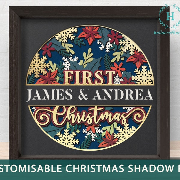 3d 1st Christmas Svg, Customisable CHRISTMAS Shadow Box Svg - Cricut Files, Cardstock Svg, Silhouette Files - HelloCrafterSvg