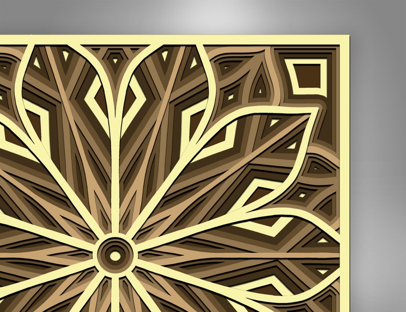 Multilayer Mandala Svg Laser Cut Files 3d Half Flower Meditation Mandala File Half Flower Layered SVG Glowforge Files