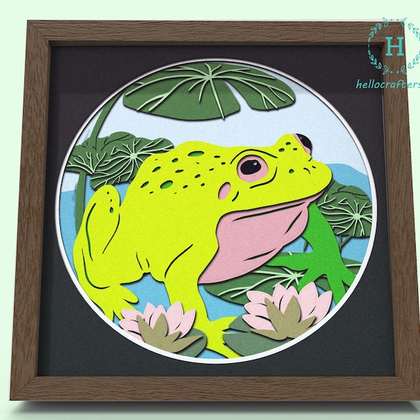 3d FROG Svg, FROG Shadow Box Svg - Cricut Files, Cardstock Svg, Silhouette Files - HelloCrafterSvg