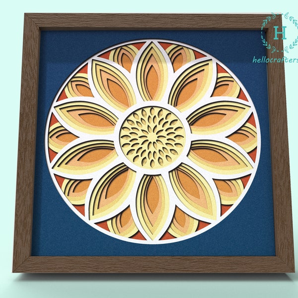 3d Sunflower Svg, Sunflower Shadow Box Svg - Cricut Files, Cardstock Svg, Silhouette Files - HelloCrafterSvg