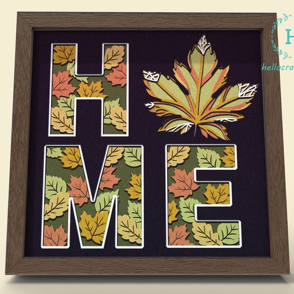 3d FALL HOME Svg, Fall Shadow Box Svg - Cricut Files, Cardstock Svg, Silhouette Files - HelloCrafterSvg