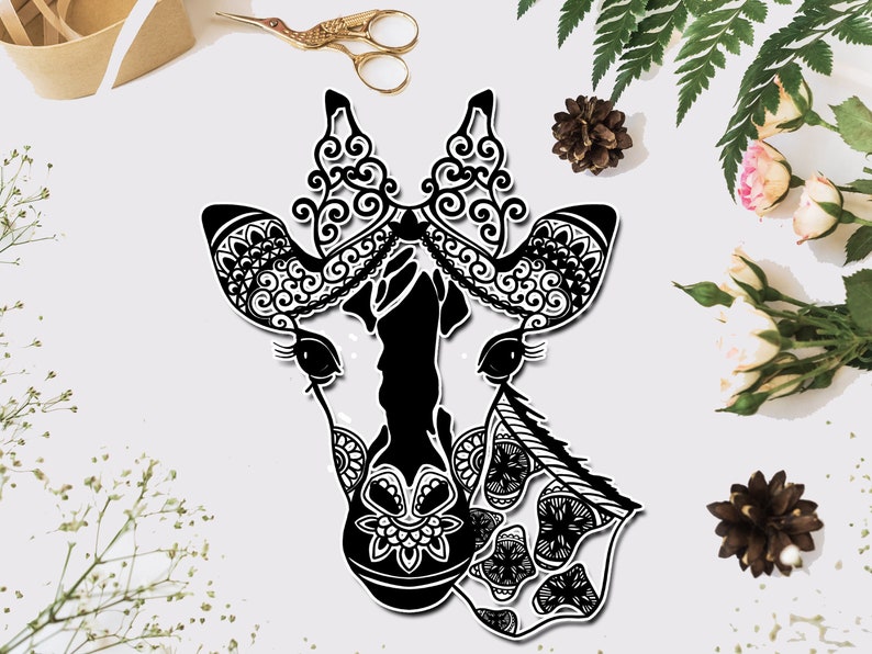 Download Mandala Giraffe Svg Zentangle Giraffe Face Flower Crown | Etsy