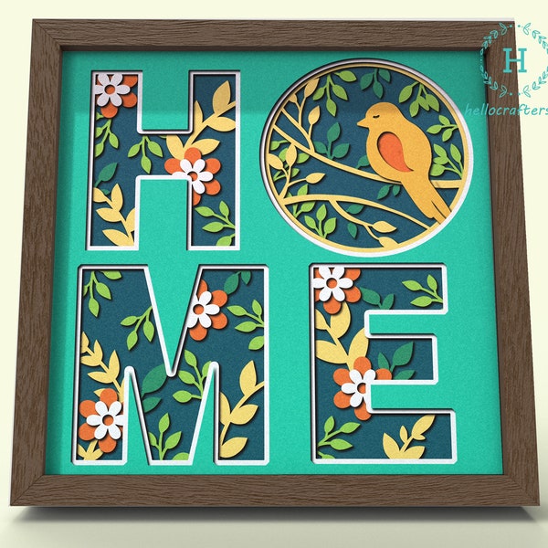 3D SPRING HOME Svg, SPRING Home Shadow Box Svg - Cricut Files, Cardstock Svg, Silhouette Files - HelloCrafterSvg