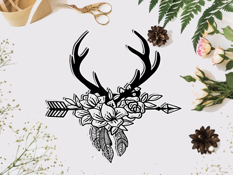 Download Floral Boho Antlers Svg Flower Deer Antlers Svg For Cricut Cutter Cut File Craft Supplies Tools Embellishments Jewellerymilad Com