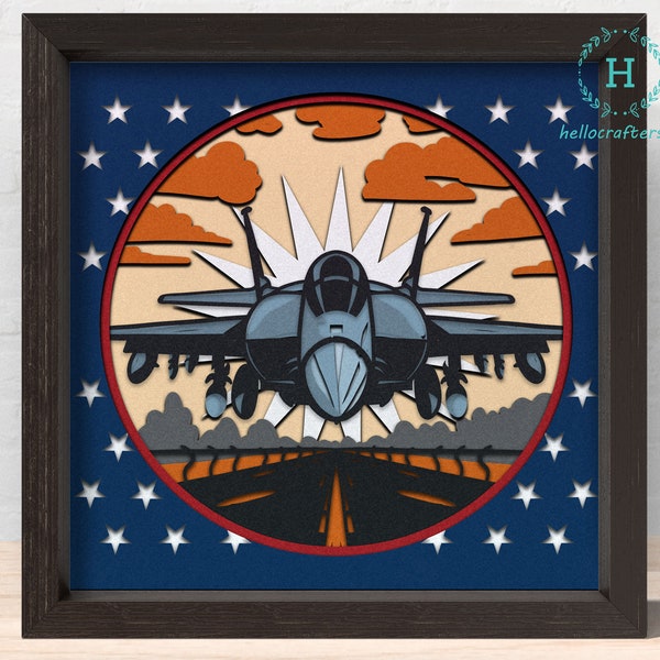 3D AIRFORCE Svg, AIRFORCE Shadow box Svg - Cricut Files, Cardstock Svg, Silhouette Files - HelloCrafterSvg