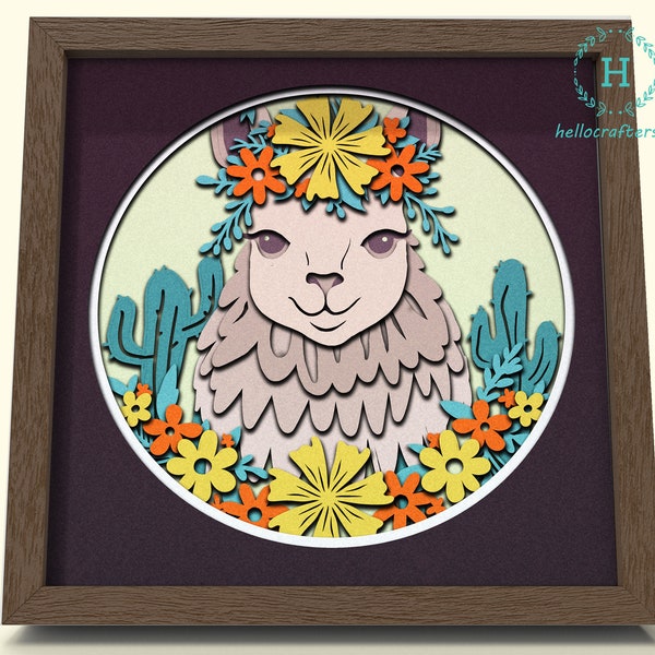 3d LLAMA Svg, LLAMA Shadow Box Svg - Cricut Files, Cardstock Svg, Silhouette Files - HelloCrafterSvg