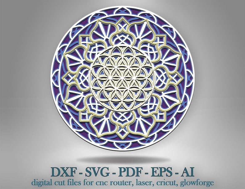 Download Paper Party Kids Multilayer Mandala Svg Flower Of Life Layered Svg Laser Cut Files Glowforge Files 3d Flower Of Life Shadow Box Cricut Svg Craft Supplies Tools
