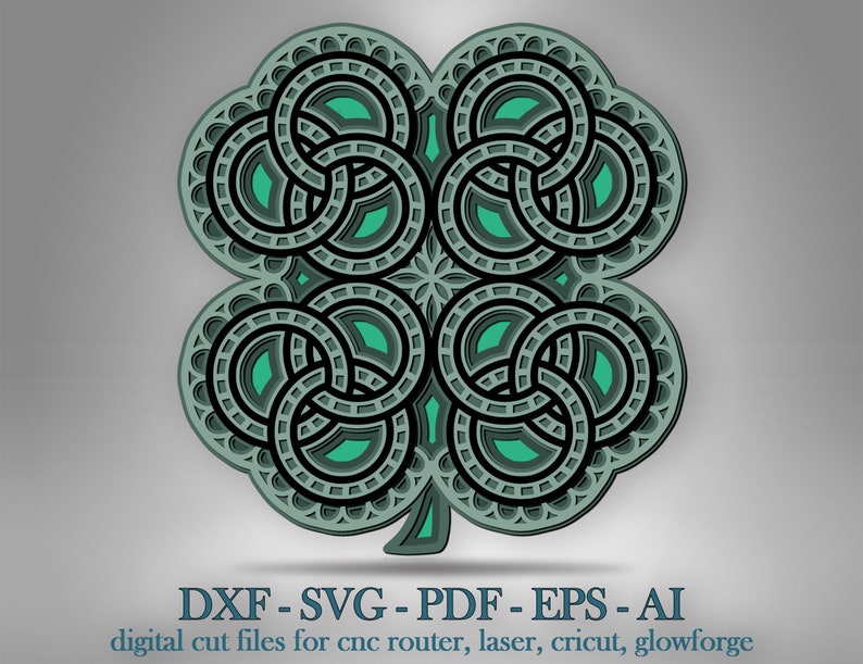 Download Glowforge Files Laser Cut Files Lucky Leaf Mandala Shadow Box Cricut Svg Lucky Leaf Layered Svg Multilayer Mandala Svg Embellishments Craft Supplies Tools 40kilovinyli Pl