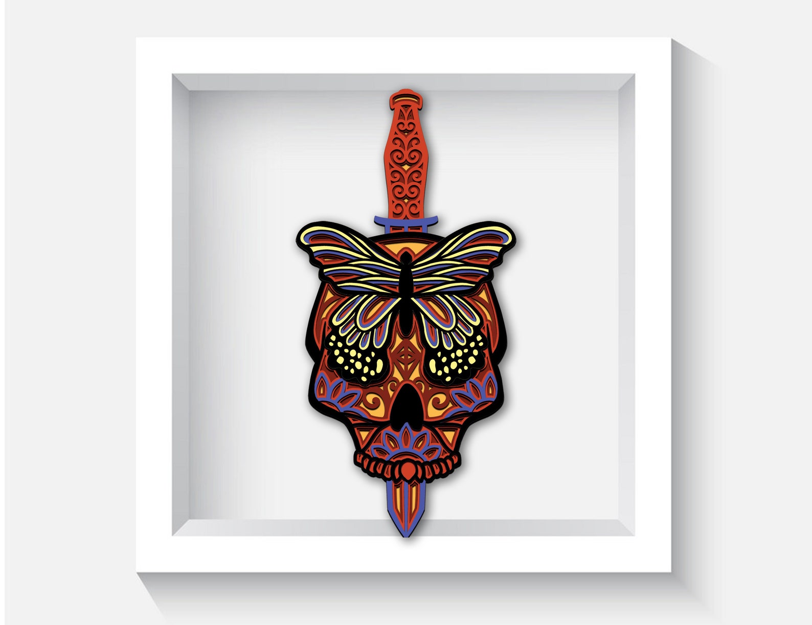 Download Butterfly Skull Layered SVG 3d Butterfly Skull Shadow Box ...