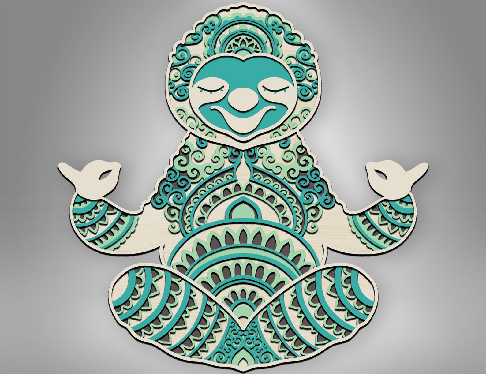 Meditating Sloth Layered SVG 3d Meditating Sloth Shadow Box | Etsy