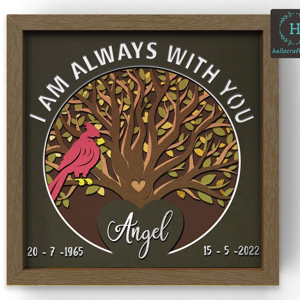 3D Cardinal Memorial Svg, Customizable Memorial Shadow Box Svg - Cricut Files, Cardstock Svg, Silhouette Files - HelloCrafterSvg