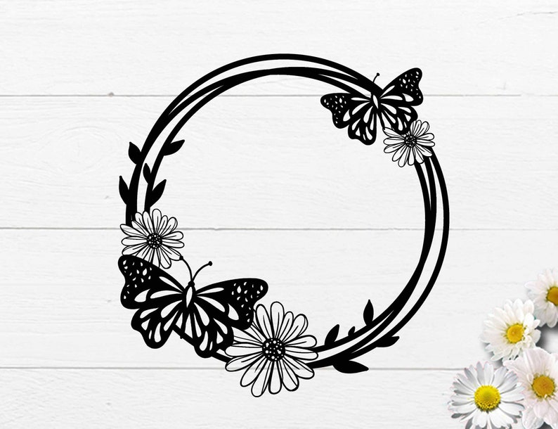 Floral monogram svg Butterfly svg butterfly wreath svg | Etsy
