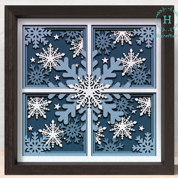 3d SNOWFLAKE WINDOW Svg, Snowflake window Shadow Box Svg - Cricut Files, Cardstock Svg, Silhouette Files - HelloCrafterSvg