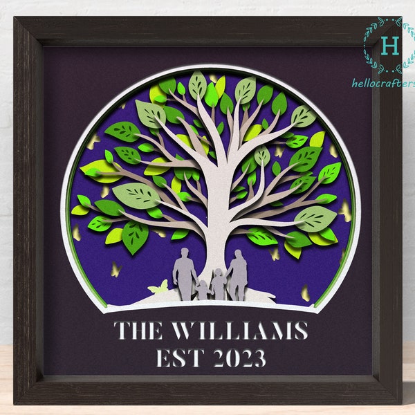 3D TREE OF LIFE Svg, Customisable Tree of life Shadow Box Svg - Cricut Files, Cardstock Svg, Silhouette Files - HelloCrafterSvg