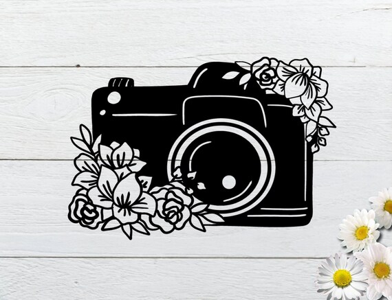 Floral Camera Svg For Cricut Cutter Photography Svg File Etsy