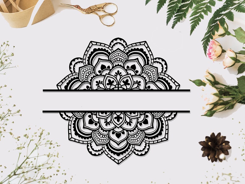 Download Mandala flower svg Split mandala svg Half mandala svg cut ...