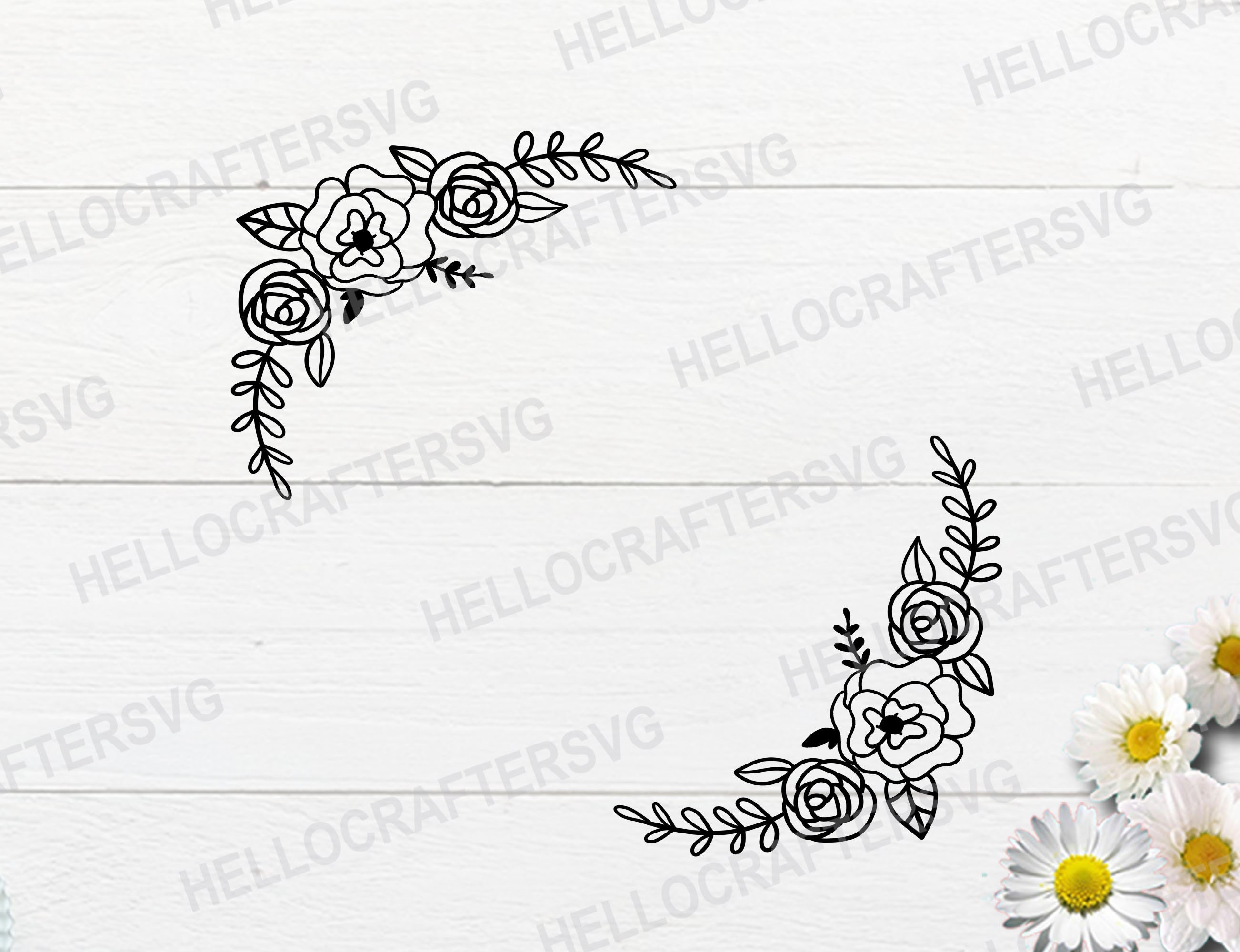 Download Floral Corner Svg Floral Border Svg Flower Border Svg Cut File Cricut Silhouette