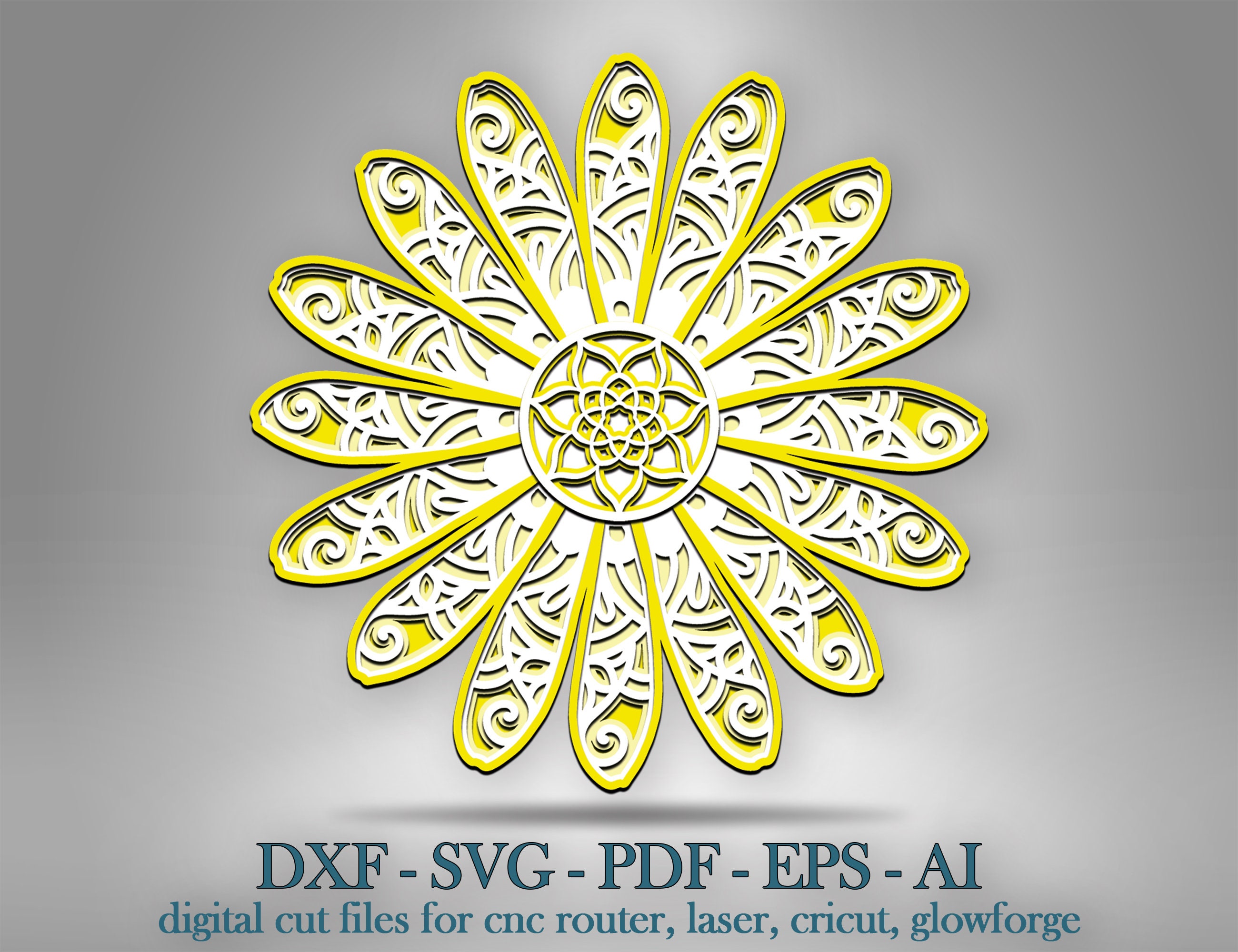 Daisy Mandala Layered SVG 3d Daisy Mandala Shadow Box Cricut - Etsy UK