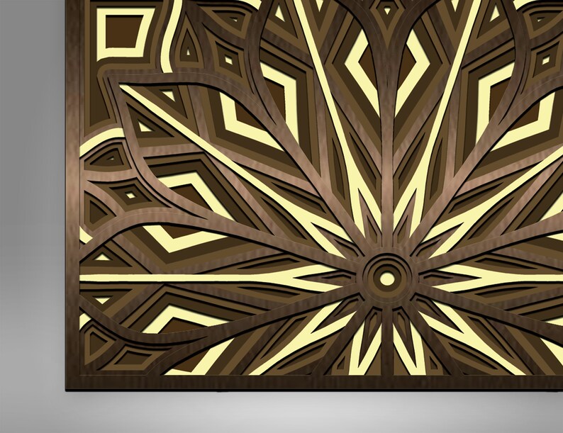 Multilayer Mandala Svg Laser Cut Files 3d Half Flower Meditation Mandala File Half Flower Layered SVG Glowforge Files