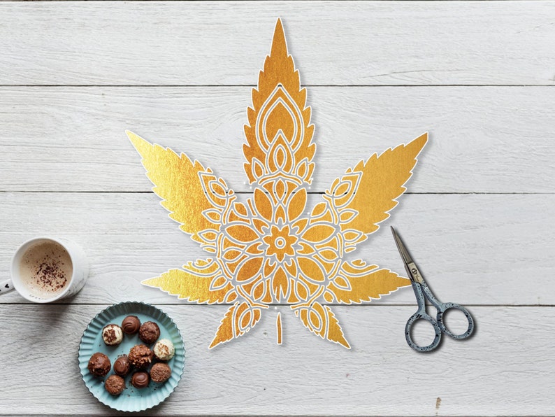 Download Marijuana Pot Leaf Svg Cannabis Gold MANDALA SVG | Etsy