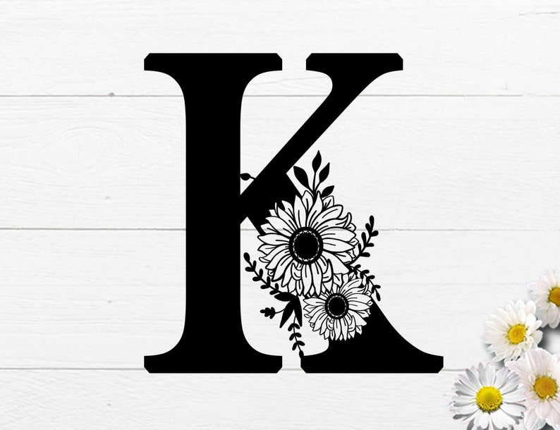 Download Floral alphabet K svg Floral font svg for cricut Monogram | Etsy