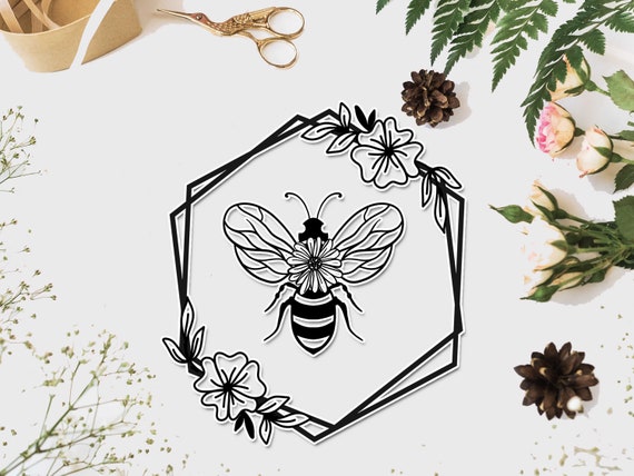 Download Honey Bee Svg Floral Bee Svg Queen Bee Svg Flower Bumble Etsy